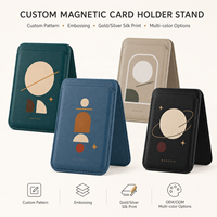 Dompet Kulit PU Kustom dengan Kantong Kartu Magnetik, Aksesoris Ponsel Universal untuk iPhone, Tempat Kartu Kredit