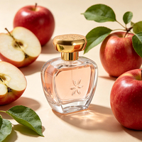 Bouteille en verre vide de 100 ml en forme de pomme mignonne avec motif de neige pour huile parfumée à la pomme – Idéale pour Noël