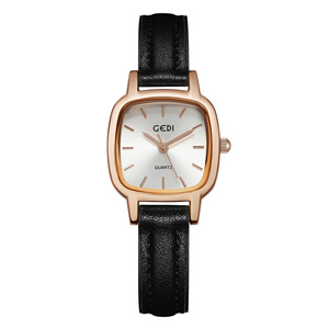 Montre à quartz pour femme, petite, marron, avec bracelet en cuir simple et élégant, étanche, haut de gamme, de niche. - Product Image 6