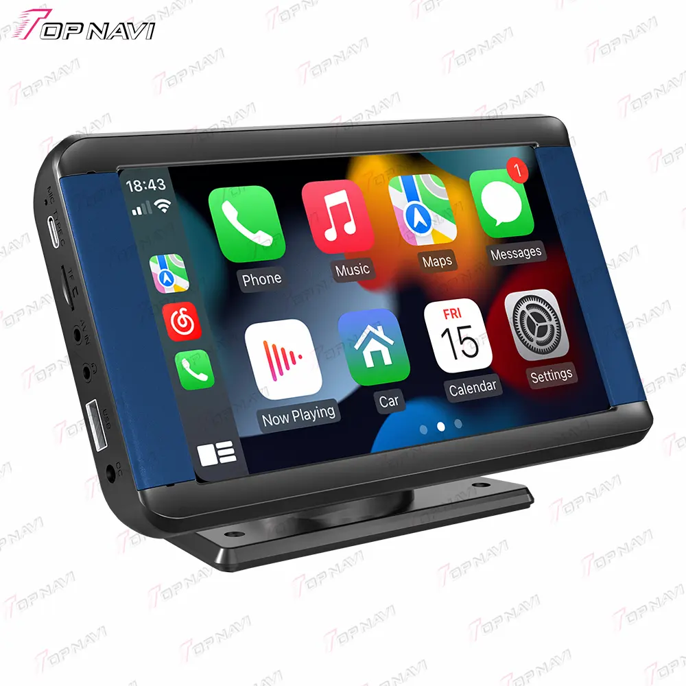TOPNAVI 7 inch screen full touch car mp5 carplay Android Car DVD Player MP5 Digital Media Car Radio with 1DIN Supports CarPlay