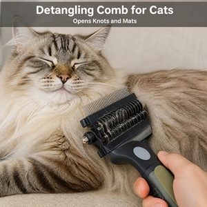 Pettine di Lusso per la Toelettatura di Animali Domestici a Pelo Lungo (Gatti e Cani a Doppio Pelo) - Spazzola Districante e per la Rimozione del Sottopelo - Product Image 4