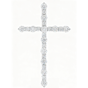 CUSTOM SILVER 10K/14K/18K GOLD PLATED LAB GROWN CVD DIAMOND CLASSIC ENGAGEMENT <b>GIFT</b> SWEATER CHAIN NECKLACE CROSS PENDANT - Product Image 1