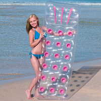 Lit de plage gonflable personnalisé en usine, transat flottant pour piscine, matelas pneumatique, 18 poches, lilo flottant avec oreiller