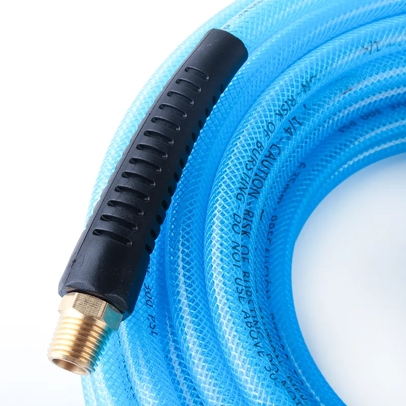 BRAIDED Polyurethane 1/4 inch ID x 25 ft 300 PSI PU Air Compressor Hose with 1/4 MNPT Brass Endings