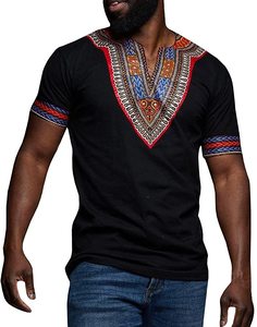 <strong>Mens</strong> <strong>African</strong> Dashiki T <strong>Shirt</strong> Tribal Floral Print V Neck Slim Fit <strong>Shirts</strong> Tops - Product Image 2