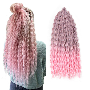 Julianna Venta al por mayor Fibra resistente al calor 22 pulgadas <span class=keywords><strong>Ariel</strong></span> Curl Ondulado Ombre Rubio Extensión de cabello trenzado sintético - Product Image 2
