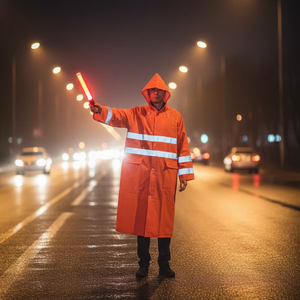Imperméable long haute visibilité : 100% polyester avec revêtement PVC + bandes réfléchissantes pour le travail en extérieur et la sécurité routière - Product Image 6