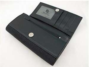 Mantarraya genuina piel de las mujeres de cuero del monedero Cartera de embrague con logo - Product Image 3