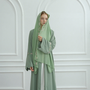 2025 New Fashion Embroidered Nida <strong>Abaya</strong> <strong>Beautiful</strong> Floral Pattern Modest Islamic Clothing Dubai Elegant Cardigan with Hijab <strong>Abaya</strong> - Product Image 4