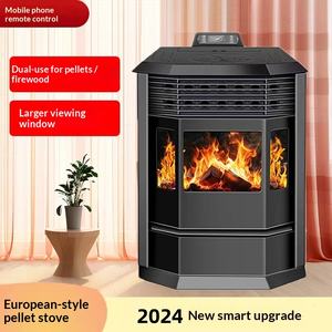 Poêle de chauffage intérieur domestique double usage, à granulés de biomasse et bois, insert de cheminée à <span class=keywords><strong>feu</strong></span> réel de style européen, énergie intelligente - Product Image 3