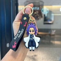 Porte-clés Anime Demon Slayer au design cool de dessin animé, accessoires cadeaux pour enfants, pendentif poupée 3D en PVC, porte-clés personnalisé avec logo, jouets, porte-clés