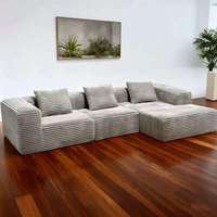 Super Tiefes L-förmiges Modulares Sofa-Set Komprimierter Plüsch-Cord Vakuumverpackt Modernes Design Langlebiger Schaumstoff Hotel