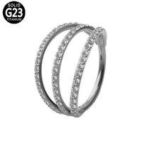 Cincin Septum Hoop Titanium Grade Implan Grosir dengan Engsel Segmen dan Sistem Klik untuk Tindik Hidung, Telinga, dan Tubuh