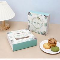 Boîte à biscuits rectangulaire pliable avec logo personnalisé, revêtement UV, pour emballages de fête, desserts
