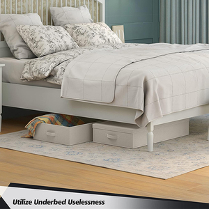 Fabric Foldable Large Under Bed <b>Storage</b> <b>Bins</b> With Lids Handles - Product Image 4