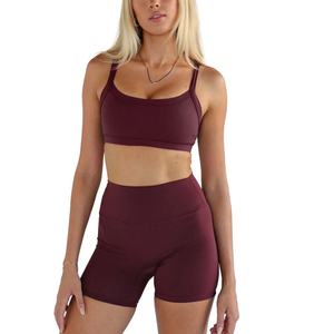 Top Deportivo de Gimnasio de Color Sólido al por Mayor, Diseño Cruzado en la Espalda, Cintura Elástica, Top Corto de Yoga para Mujer - Product Image 3