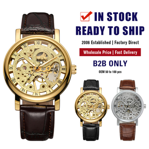 Relojes Mecánicos de Moda T-winner Golden Skeleton para Hombre, Relojes de Pulsera Personalizados de Cuerda Manual, Precio Económico, MOQ Bajo, OEM, Gran Venta - Product Image 1