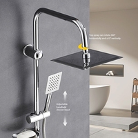 Ensemble de Douche Intégré en Acier Inoxydable avec Valve Céramique, Support Mural à Jet, Porte-Savon pour Salle de Bain d'Appartement, Tête de Douche Pressurisée pour Baignoire