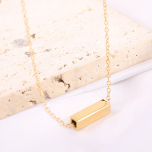 Fashion Pendant <b>Necklace</b> 5mm Hollow <b>Long</b> Strip Zinc Alloy Steel Gold Rose Gold Laser Engraved Daily Gift - Product Image 4