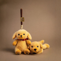 Porte-clés en peluche chien jaune, pendentif de sac à dos, porte-clés animal personnalisé, jouet de poche, petite taille, jouet à main