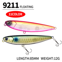 Leurre Artificiel Flottant en Acier Inoxydable de 12g et 85mm – Leurre Crayon Imprimé pour Bar, Perche, Pargo – Idéal pour la Pêche en Mer
