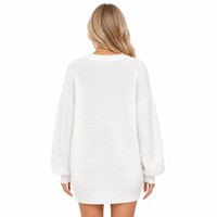 Individuelles LOGO Damen Creme Herz Rundhals-Pullover mit Ballonärmeln Chenille-Acryl-Mischung Modisch Schick Herbst Winter Trendig