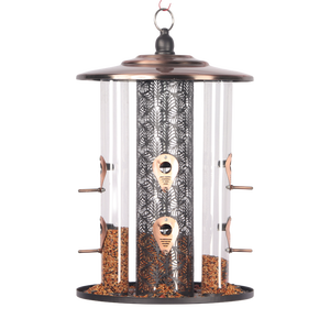 Подвесная металлическая Тройная трубчатая подвесная кормушка для птиц для смешанных семян - Product Image 3