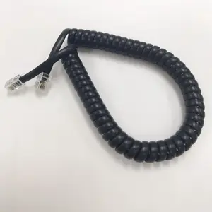 Telecommunications Black White Grey RJ9 4P4C Telephone spiral cable coiled telephone handset cord for Phone modem Fax machine.