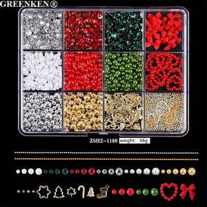 12 grilles série de noël 3D résine Nail Art Salon décorations vacances Figure cloches renne Design bricolage Nail Art breloques - Product Image 6