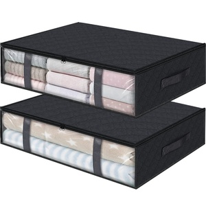 Non-woven under-bed storage bag household clothing packing finishing bag transparent visible quilt storage bag