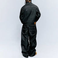 Ensemble 2 pièces sur mesure en jean japonais selvedge boutonné, coupe ample, pour homme – Pantalon et veste en denim épais
