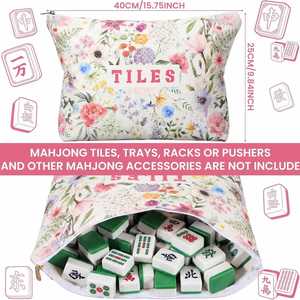 Modern Floral Polyester Three Piece Storage Tote <b>Set</b> Portable Game Carry Bag for <b>Mahjong</b> and Chessboard - Product Image 4