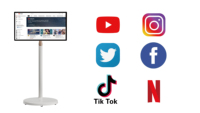 Prix bon marché 27 pouces lecteur vidéo amovible portable Android écran tactile Smart TV avec support et batterie