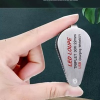 Loupe LED 30X avec lumière de travail IP67, en alliage d'aluminium, lumière UV blanche industrielle, lumière noire, rechargeable par USB, mini loupe