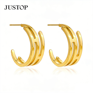 Aros de moda OEM/OEM, impermeables, de acero inoxidable, chapados en oro, hipoalergénicos, proveedor de joyería de moda, venta al por mayor. - Product Image 6