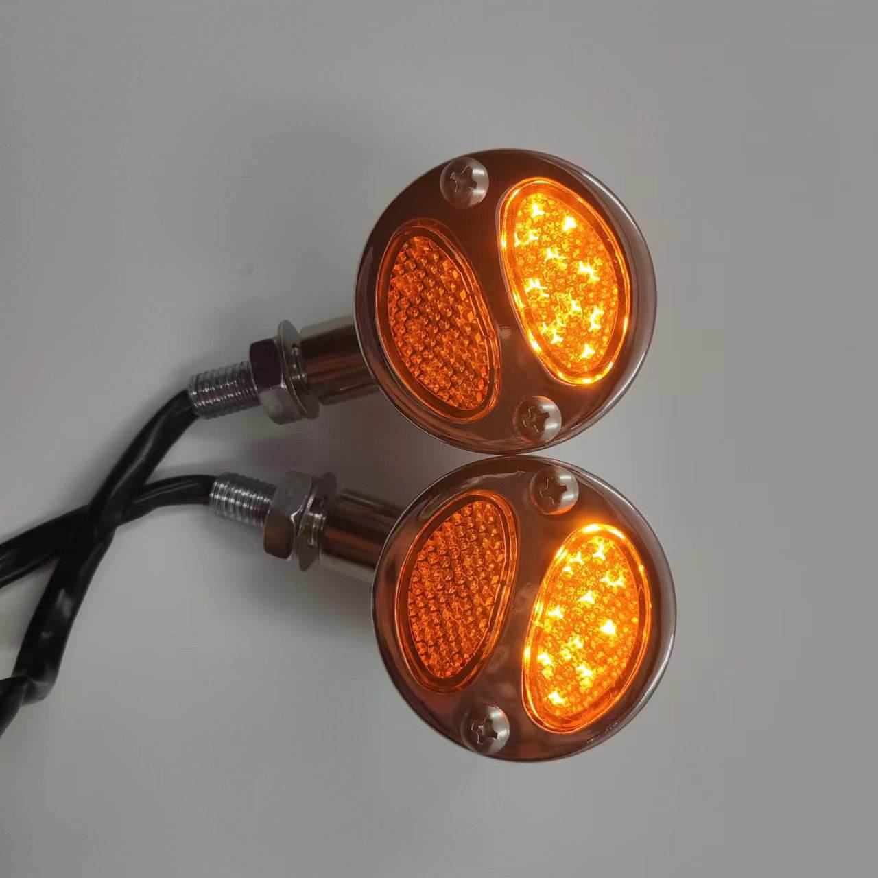 Metal Silver  + LED + 4-Wire + Three-Color Lens (1 Piece)