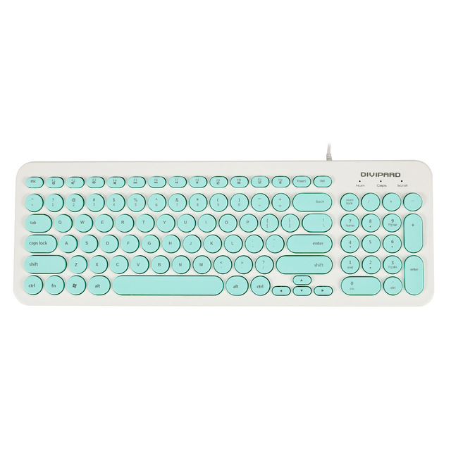 D520 Silent USB Ultra Thin 104-Key Membrane Keyboard | Retro Punk Style Wired Office PC/Laptop with English Layout