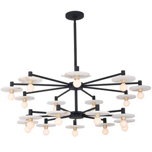 Lustre moderne <span class=keywords><strong>en</strong></span> gros à hauteur réglable avec disques <span class=keywords><strong>en</strong></span> <span class=keywords><strong>albâtre</strong></span> pour salon et salle à manger - Product Image 1