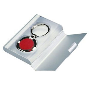 พวงกุญแจโลหะสั่งทำสีแดง ดีไซน์คาราไบเนอร์ทันสมัย วัสดุโลหะผสมสังกะสี พร้อมโลโก้สั่งทำ บรรจุกล่อง - Product Image 3