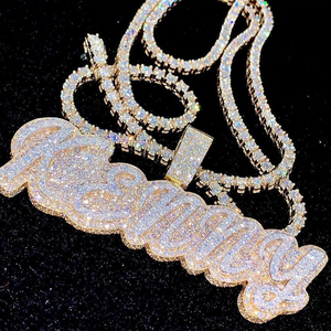 Bijoux personnalisés de style HipHop tendance <span class=keywords><strong>2022</strong></span>, pendentif personnalisé à double couche en argent sterling 925 avec pavé de diamants - Product Image 2