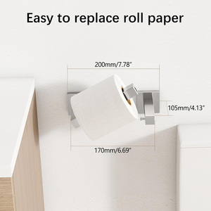 <span class=keywords><strong>Porte</strong></span>-<span class=keywords><strong>papier</strong></span> toilette mural en acier inoxydable argenté de style moderne Gcheng, installation facile - Product Image 6