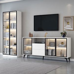 Новый дизайн, Современная черная Подставка для телевизора, Каминный шкаф для телевизора, Черный винтажный белый шкаф для хранения деревянного пола, шкаф для хранения - Product Image 2