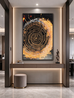 Peinture sur Porcelaine Incrustée de Strass, Art Mural Abstrait Moderne de Luxe Léger, Décoration Murale Encadrée 31.5x47.24in pour Entrée