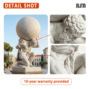 Estatua de Atlas del Antiguo Romano Hércules, en Mármol Natural BSA, Escultura del Dios Titán Atlas Sosteniendo el Globo Terráqueo para Plazas y Parques al Aire Libre - Product Image 3