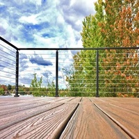 Poteau de garde-corps en acier inoxydable 36 avec câble métallique, balustrade noire, main courante en bois