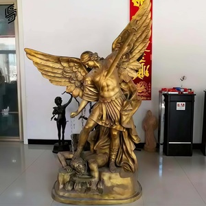 Scultura Personalizzata a Grandezza Naturale in Bronzo dell'Angelo San Michele che Spara una Spada per Sconfiggere i Demoni, per Decorazione Religiosa - Product Image 3