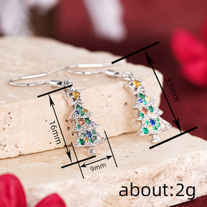 Boucles d'oreilles pendantes en zircon étoile d'arbre de Noël colorées pour femmes, bijoux de mode festifs - Product Image 4