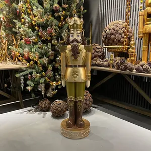 Creazioni intelligenti stile tradizionale resina festiva decorazione natalizia statua soldato schiaccianoci dorato