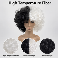 Perruque afro courte bouclée et frisée rose et bleue, style fluffy, pour événements thématiques, de la fabrique Yongbin