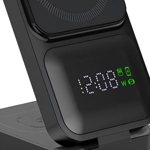 Chargeur sans fil magnétique rapide pliable 3-en-1 portable 15W Type-C 9V/2A avec câble rétractable pour support de téléphone de bureau - Product Image 5